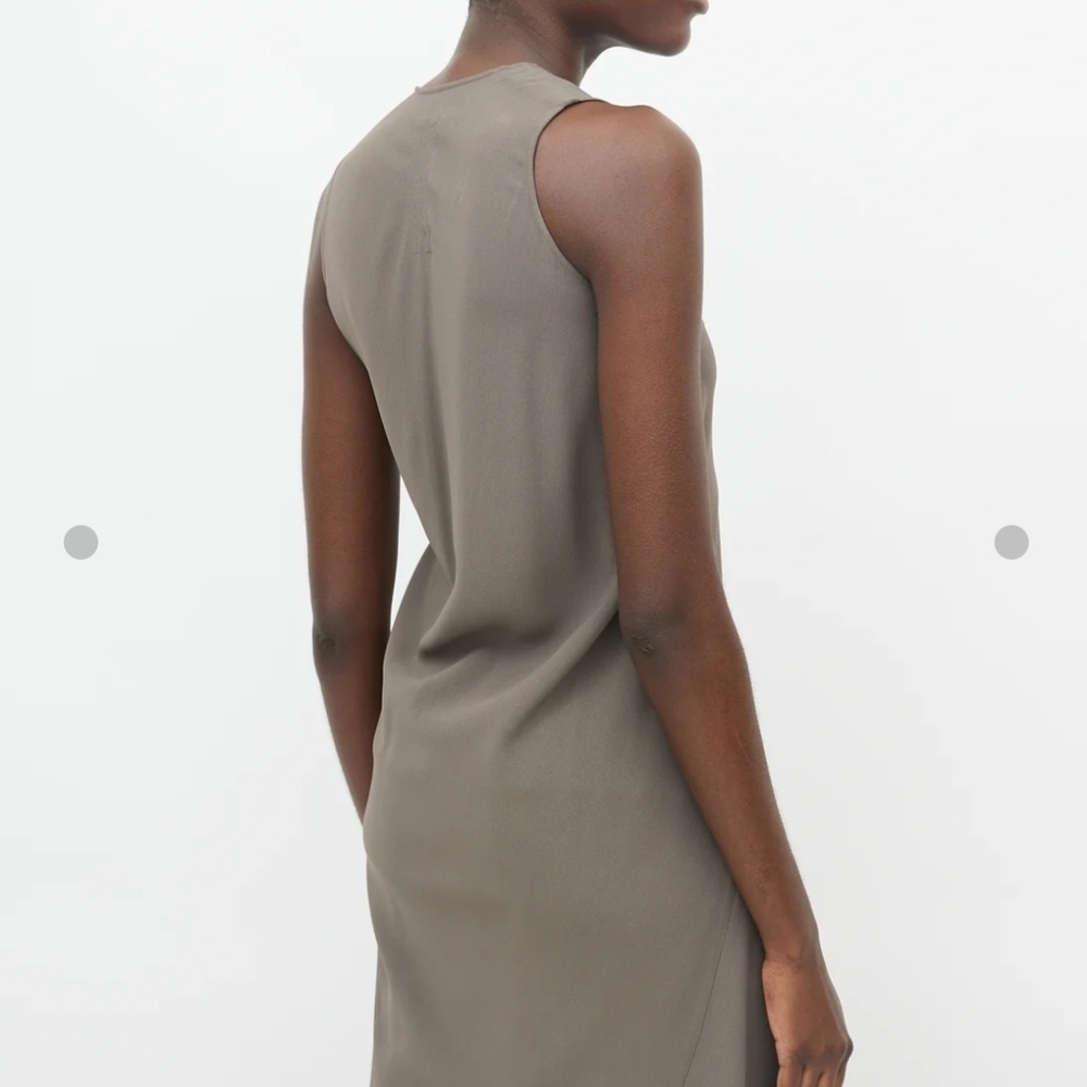 Rick Owens Chic Taupe Sleeveless Draped Dress Flowy Size M/6 - Picture 5 of 11